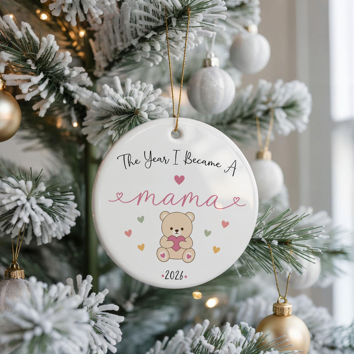 Ceramic Christmas Ornament, Mama Bear Keepsake, 2026 Holiday Ornament