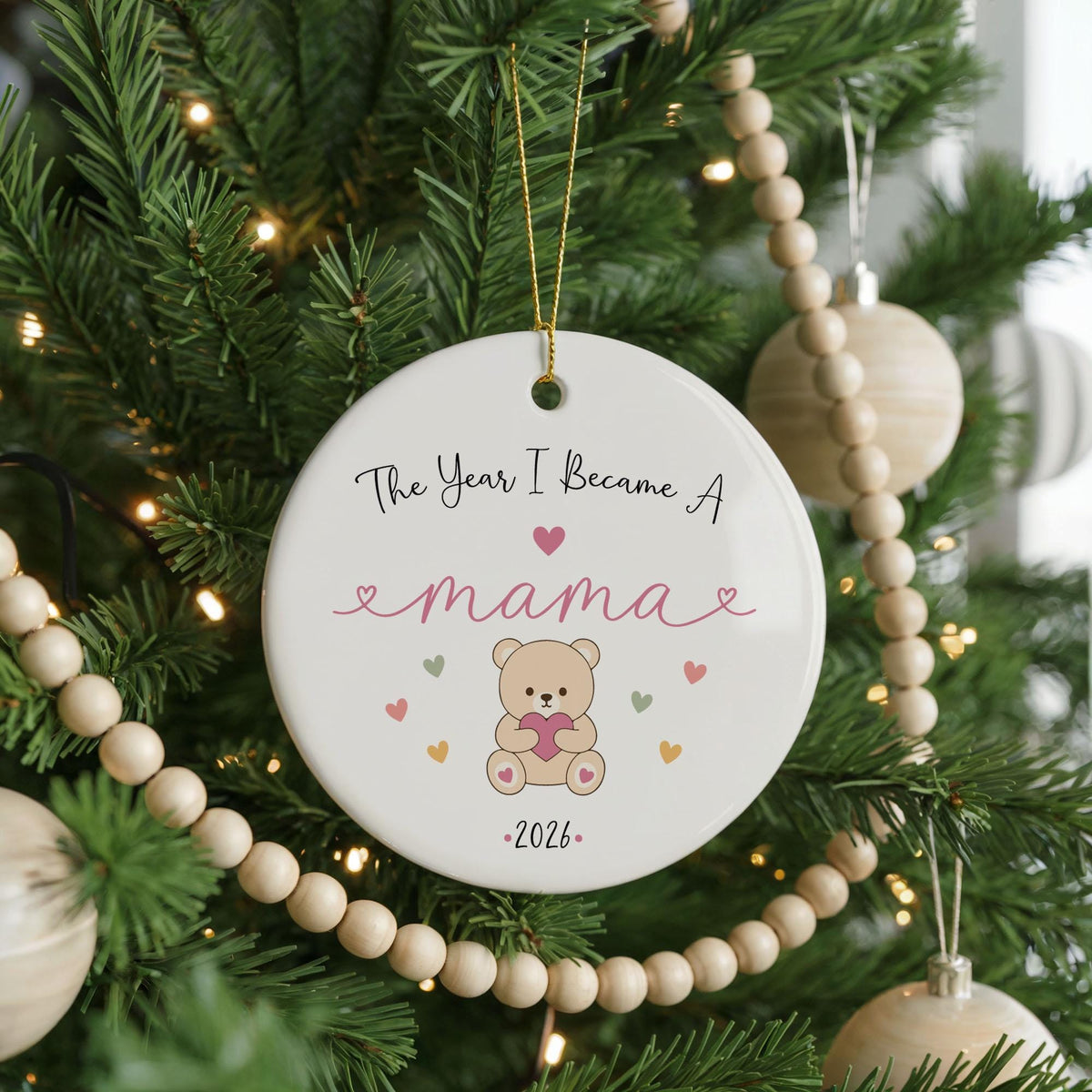 Ceramic Christmas Ornament, Mama Bear Keepsake, 2026 Holiday Ornament