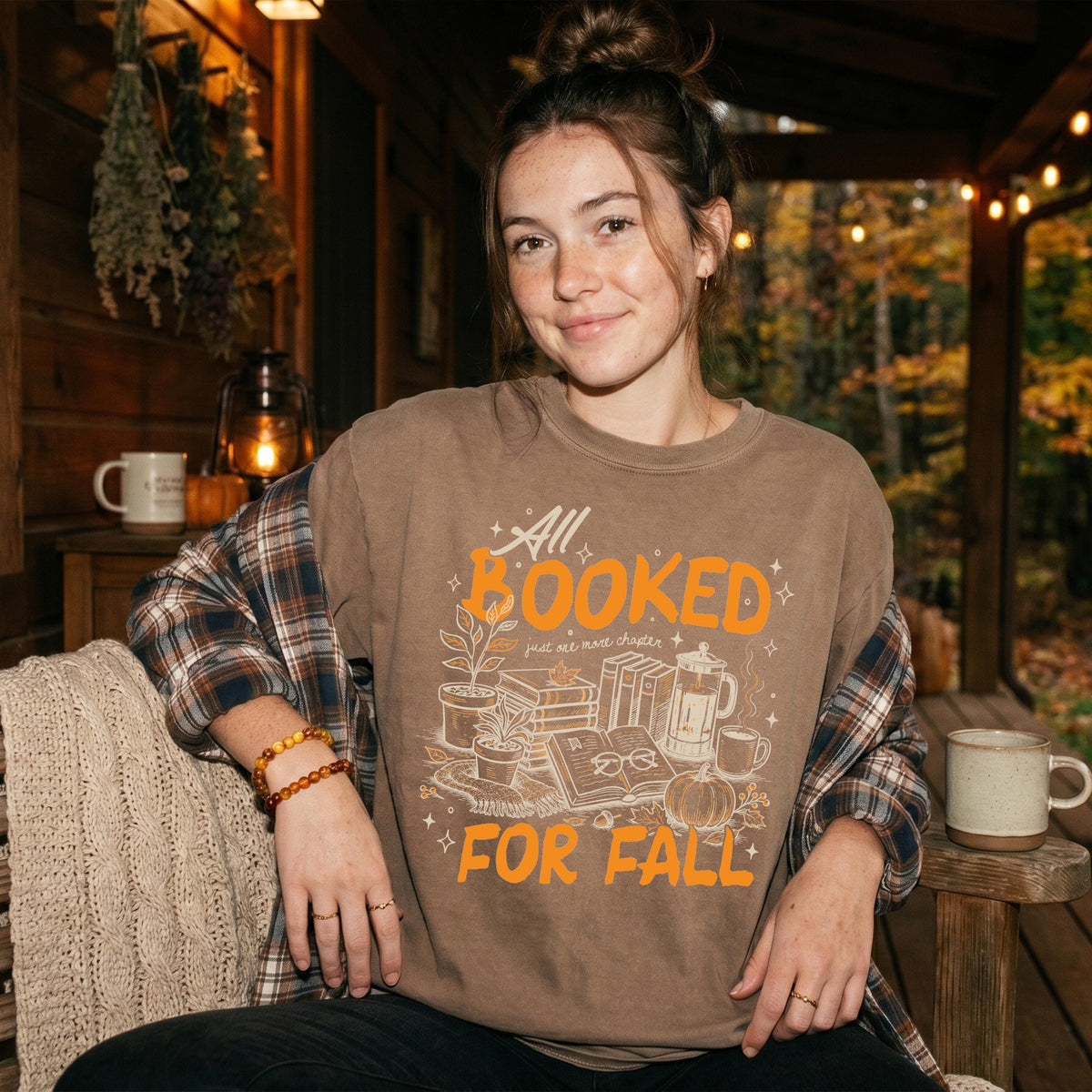 All Booked for Fall Comfort Colors® Shirt, Fall Season Bookish T-Shirt, Autumn Lovers Gift Tee