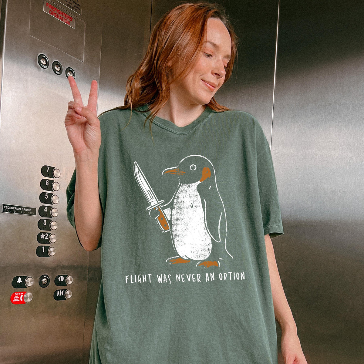 Flight Was Never an Option Comfort Colors® Penguin Meme Shirt, Sarcastic Graphic Tee