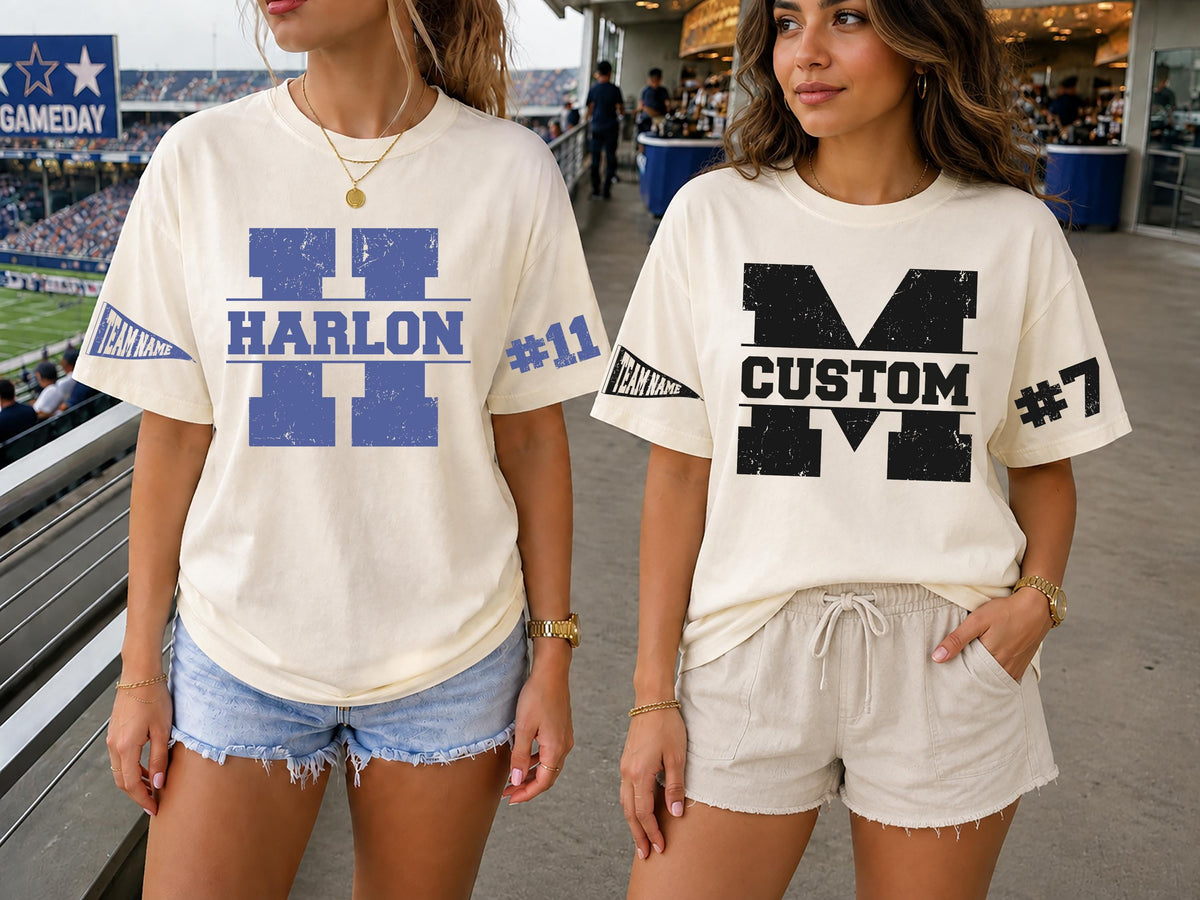 Personalized School Initial, Name and Number Shirt