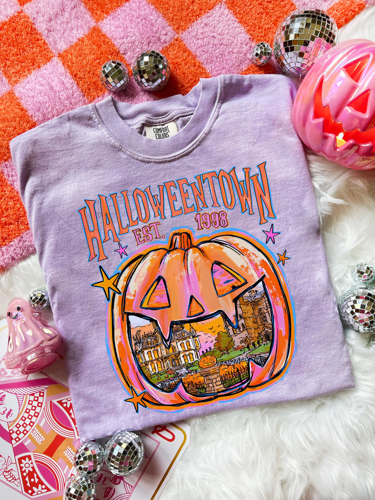 Retro Halloweentown Comfort Colors® T-Shirt, Colorful Spooky Season Shirt, Halloween Women Gift Tee