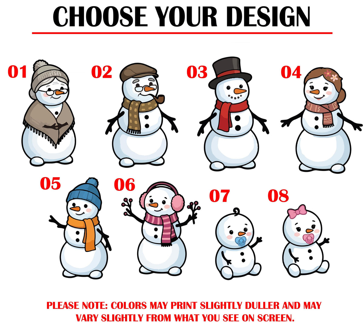Personalized Snowman Family Doormat, Custom Name Christmas Welcome Mat (Coir)