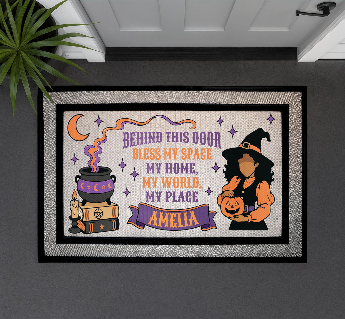 Personalized Witch Doormat, Custom Witchy Halloween Home Decor, Spooky Season Welcome Mat, Witchcraft Gift