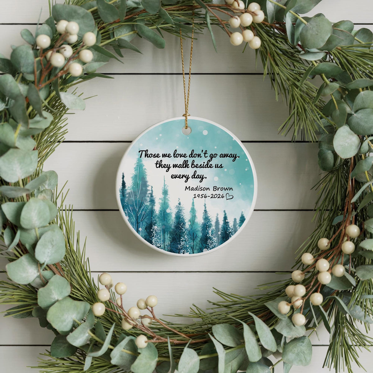 Personalized Memorial Ceramic Ornament, Custom In Loving Memory Keepsake (2.75-inch)