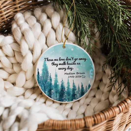 Personalized Memorial Ceramic Ornament, Custom In Loving Memory Keepsake (2.75-inch)