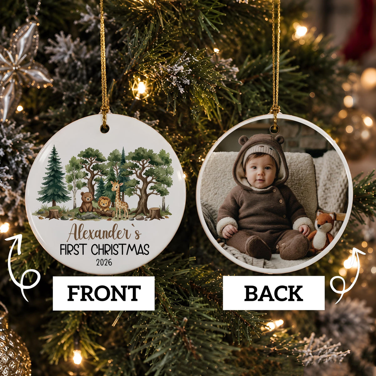 My First Christmas Photo Ornament, Baby Photo Xmas Decoration