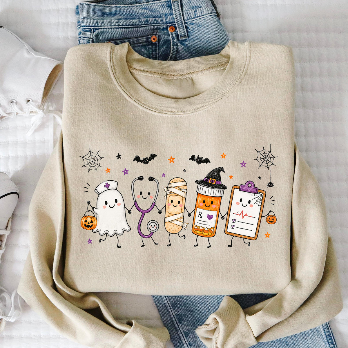 Halloween Nurse Sweatshirt, Spooky Nurse T-Shirt, Pumpkin Nursing Hoodie, Ghost Nursing Tee