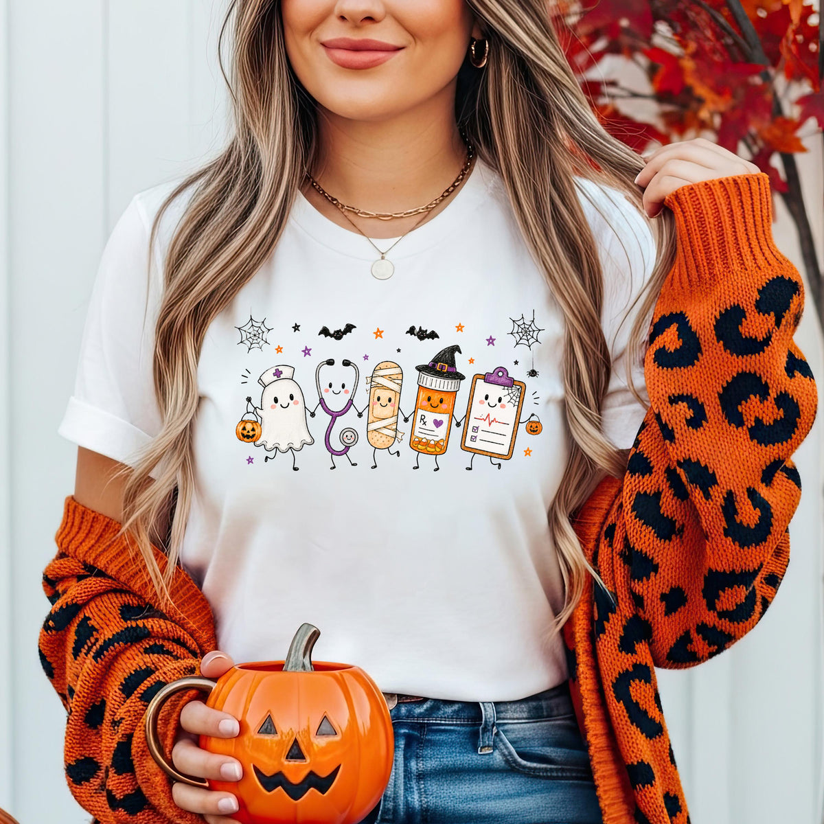 Halloween Nurse Sweatshirt, Spooky Nurse T-Shirt, Pumpkin Nursing Hoodie, Ghost Nursing Tee