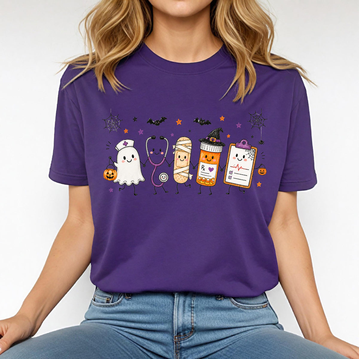Halloween Nurse Sweatshirt, Spooky Nurse T-Shirt, Pumpkin Nursing Hoodie, Ghost Nursing Tee