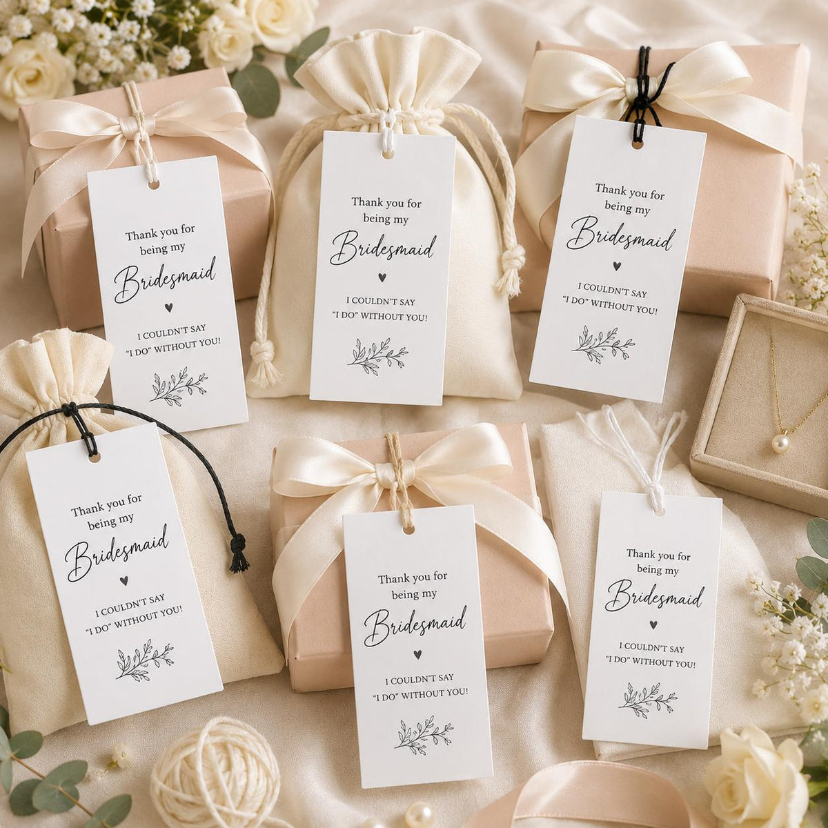 Custom Bridesmaid Gift Tags, Wedding Proposal Thank You Labels, Small Biz Packaging