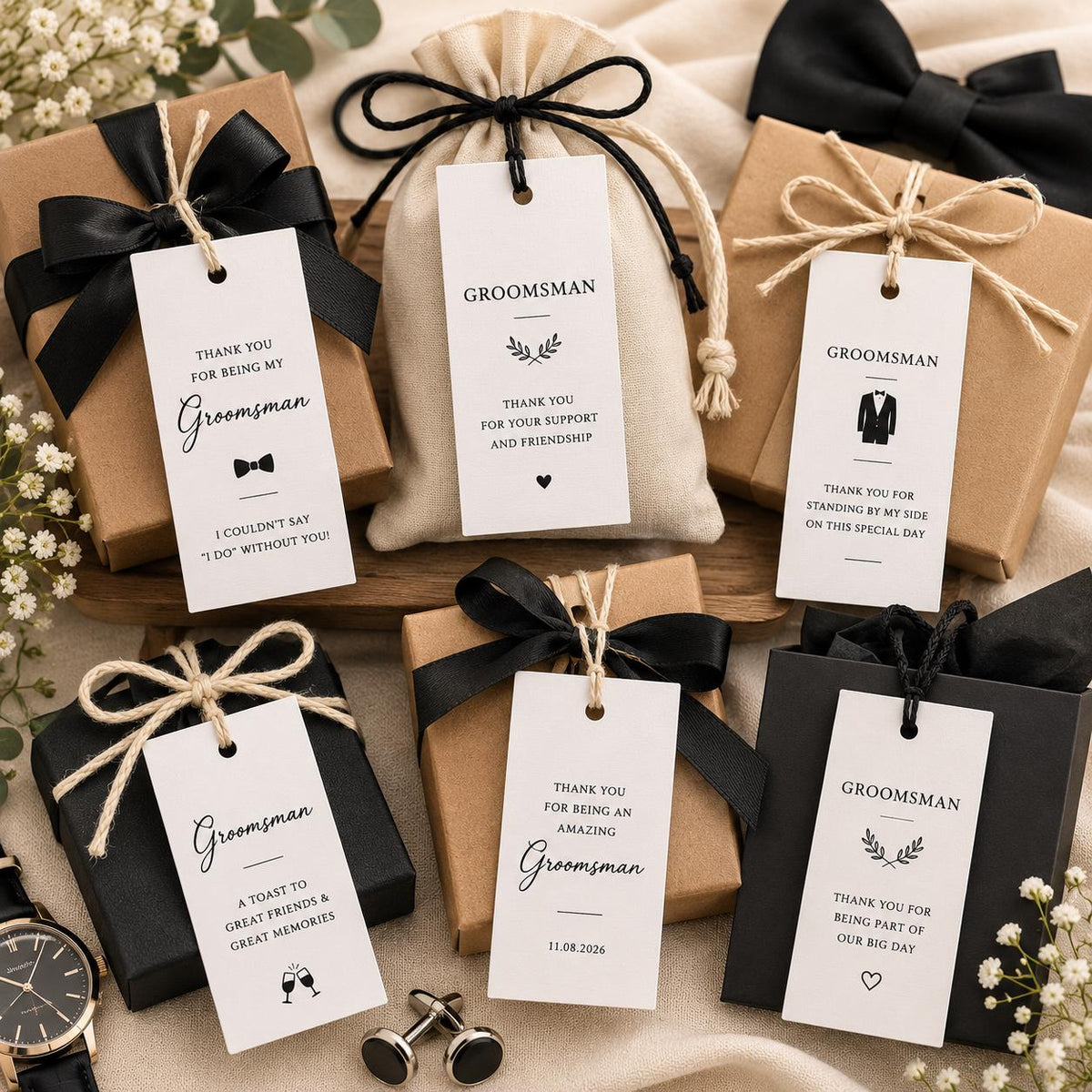 Custom Bridesmaid Gift Tags, Wedding Proposal Thank You Labels, Small Biz Packaging