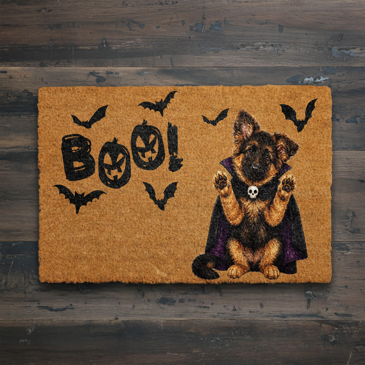 Custom Cat Halloween Coir Doormat, Personalized Orange Cat Welcome Mat, Boo Front Porch Rug, Spooky Season Feline Lover Gift