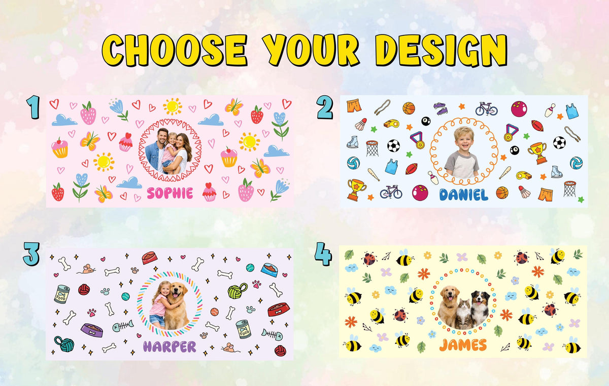 Personalized Kids Photo Tumbler, Custom Picture Cup (Handle)