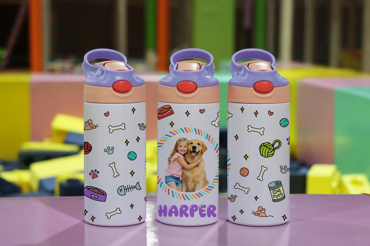 Personalized Kids Photo Tumbler, Custom Picture Cup (Handle)