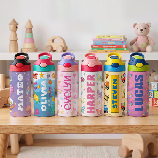 Space and Astronaut Water Bottle For Kids, Custom Car Tumbler, Preschool Drinkware