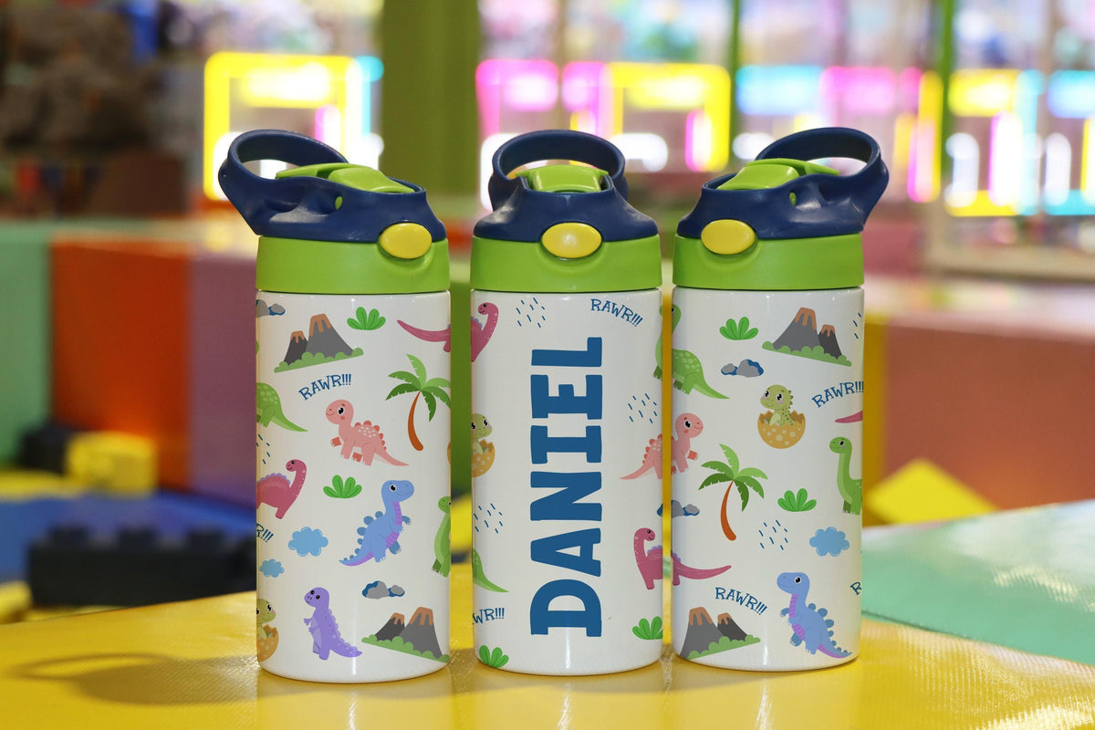 Personalized Dinosaur Kids Tumbler, Stainless Steel Water Bottle, Dino Lover Gift