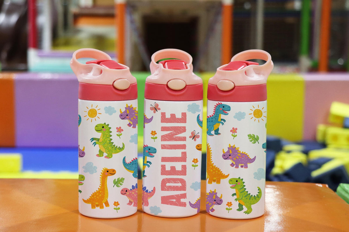 Personalized Dinosaur Kids Tumbler, Stainless Steel Water Bottle, Dino Lover Gift