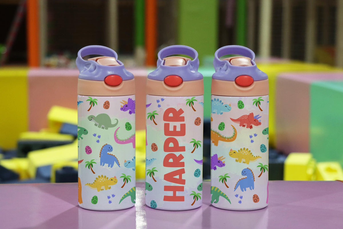 Personalized Dinosaur Kids Tumbler, Stainless Steel Water Bottle, Dino Lover Gift