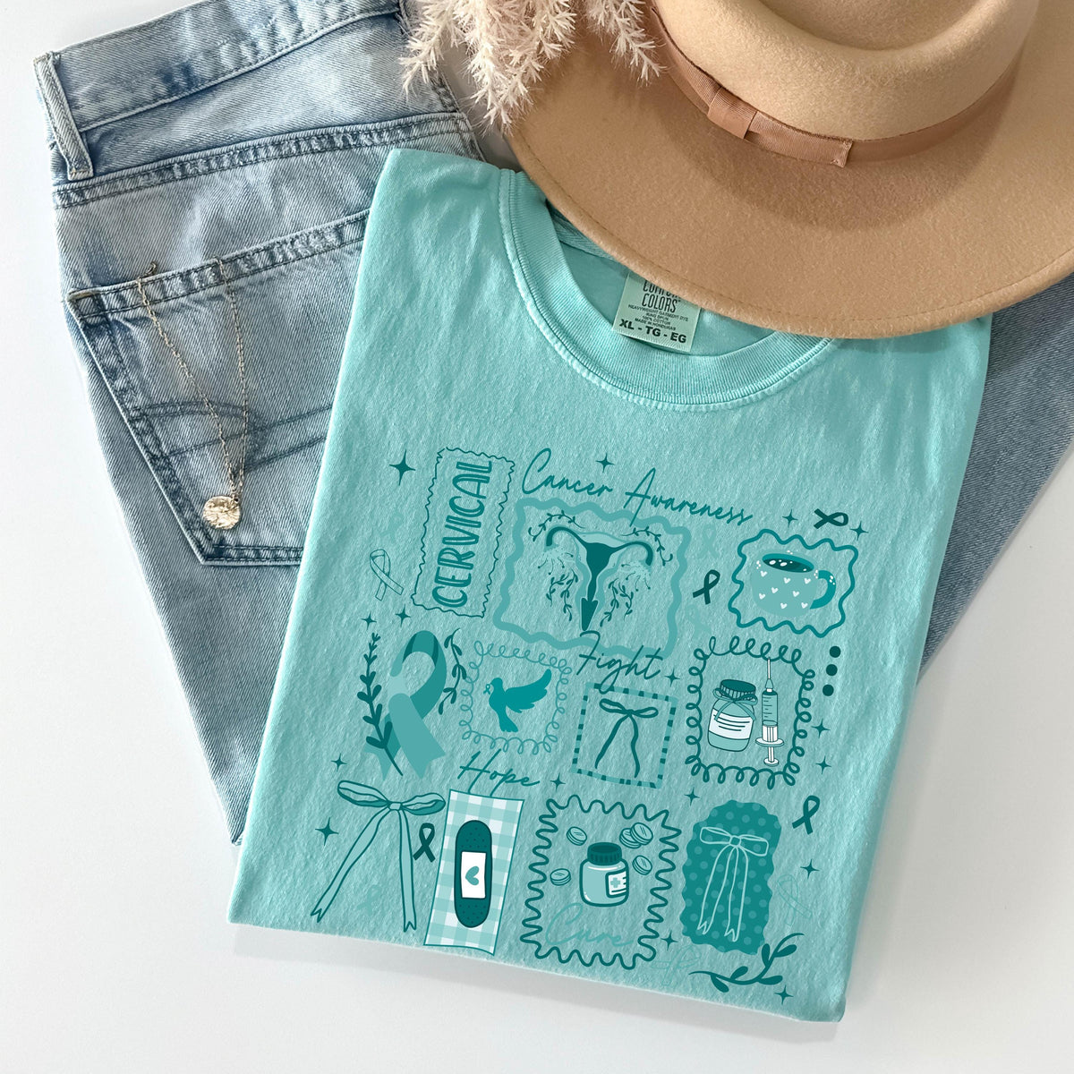 Comfort Colors® Cervical Cancer Awareness Shirt, Ribbon Cancer Support Tee, Cervical Cancer Fighter Gift