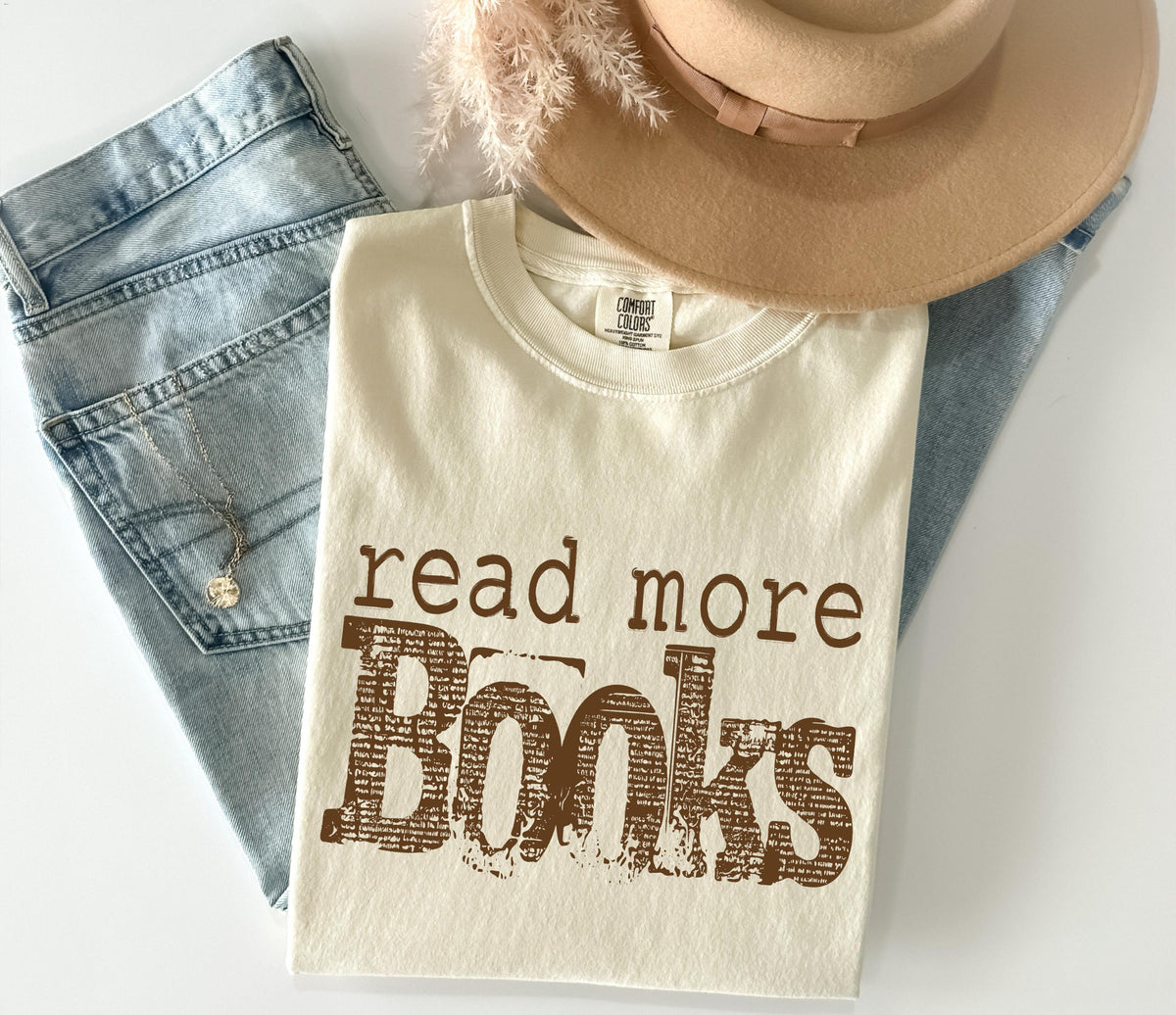 Read More Books Comfort Colors® T-Shirt, Bookworm Shirts, Librarian Teacher Tee, Bookish Gift Tee