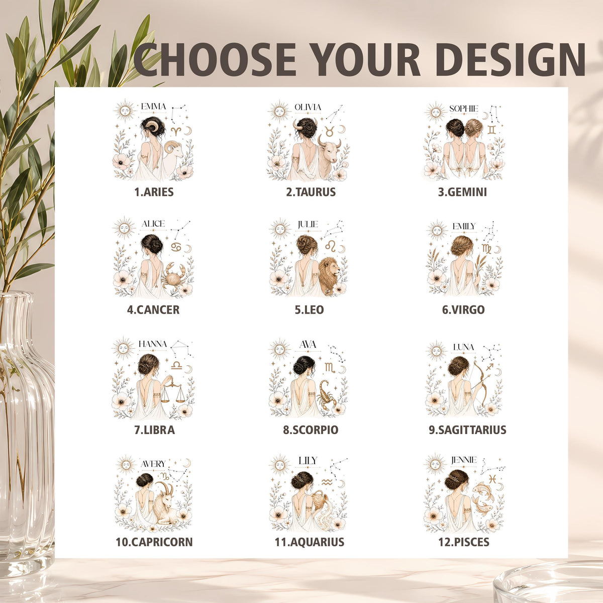 Personalized Zodiac Ceramic Mug, Custom Name Astrology Goddess Cup (11oz/15oz)