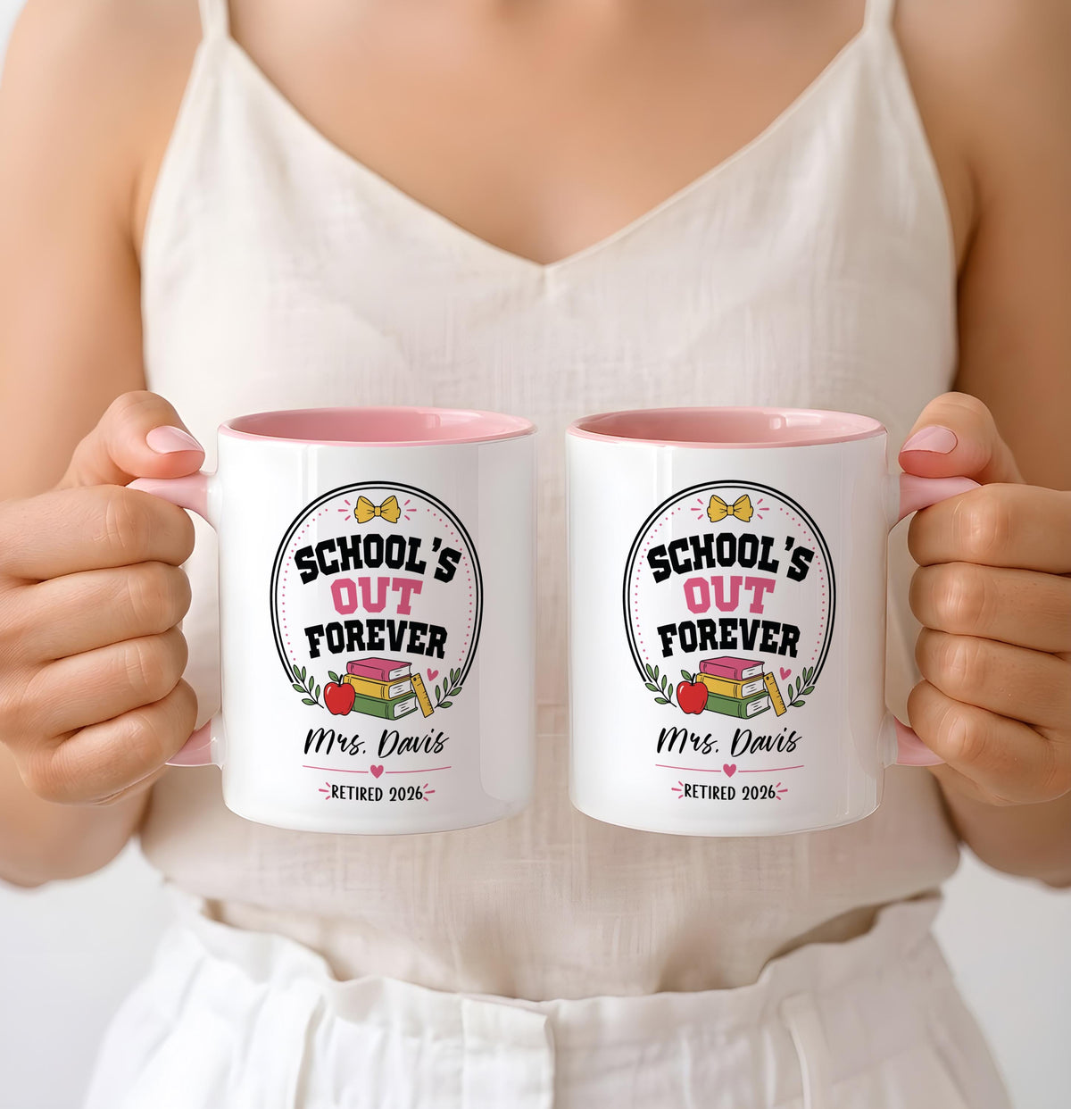 Personalized Teacher Retirement Mug, Schools Out Forever Coffee Cup, Retired  Teacher Name Gift