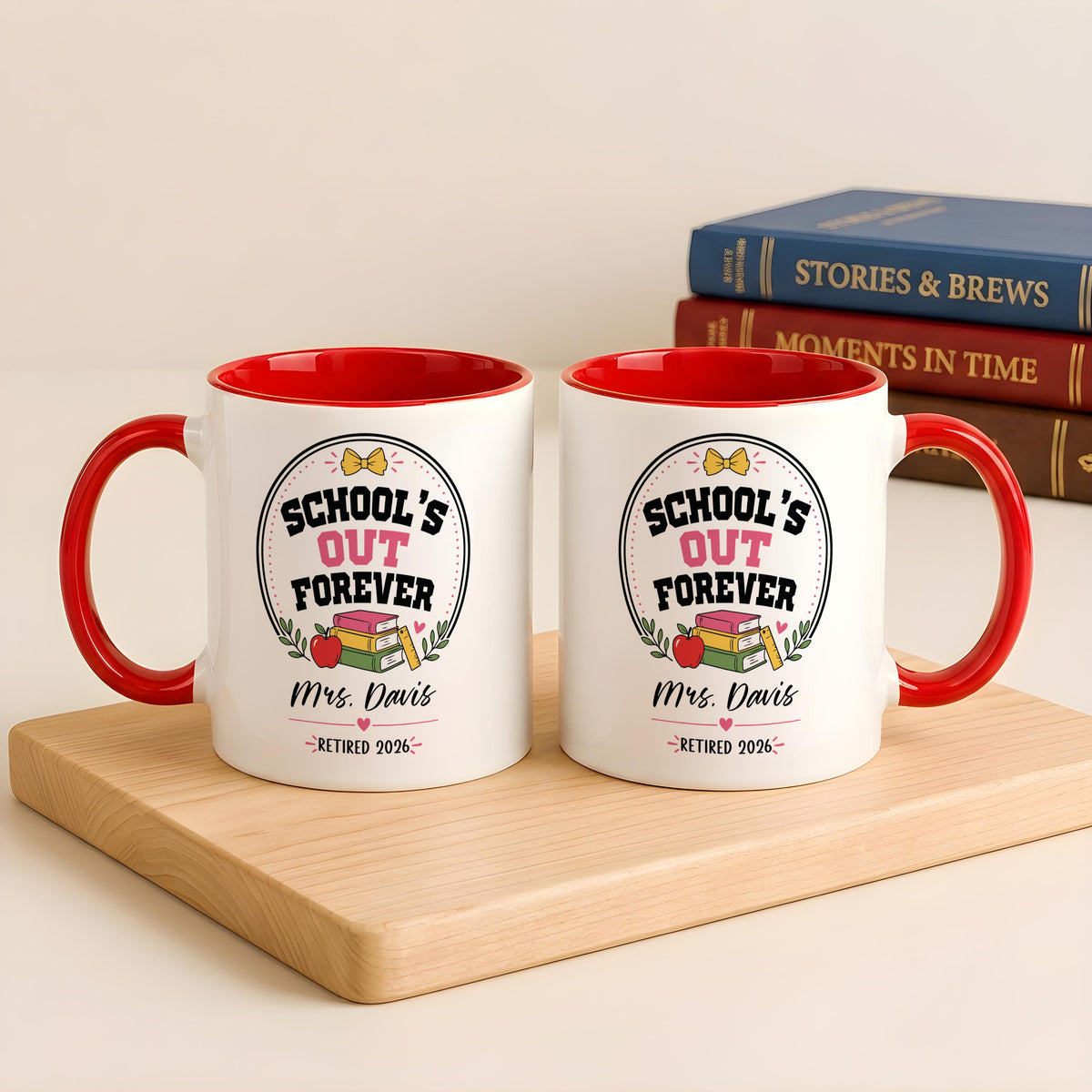 Personalized Teacher Retirement Mug, Schools Out Forever Coffee Cup, Retired  Teacher Name Gift