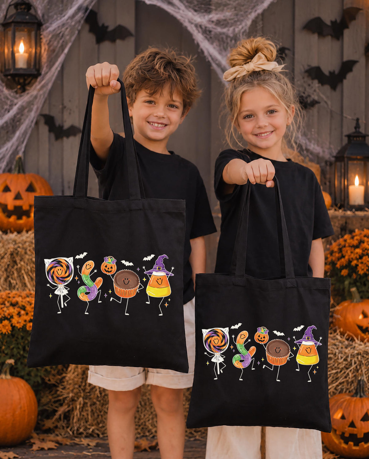 Halloween Candy Tote Bag, Halloween Kids Gift Tote, Trick or Treat Bags
