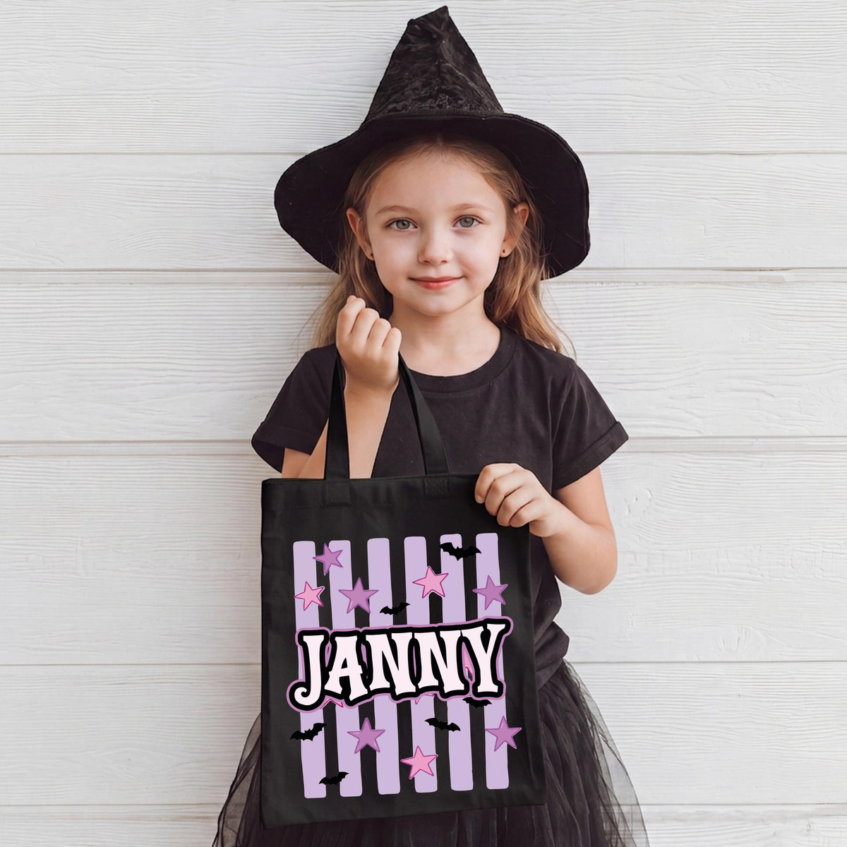 Personalized Halloween Tote Bag, Spooky Season Kids Gift Bag, Trick or Treat Matching Totes