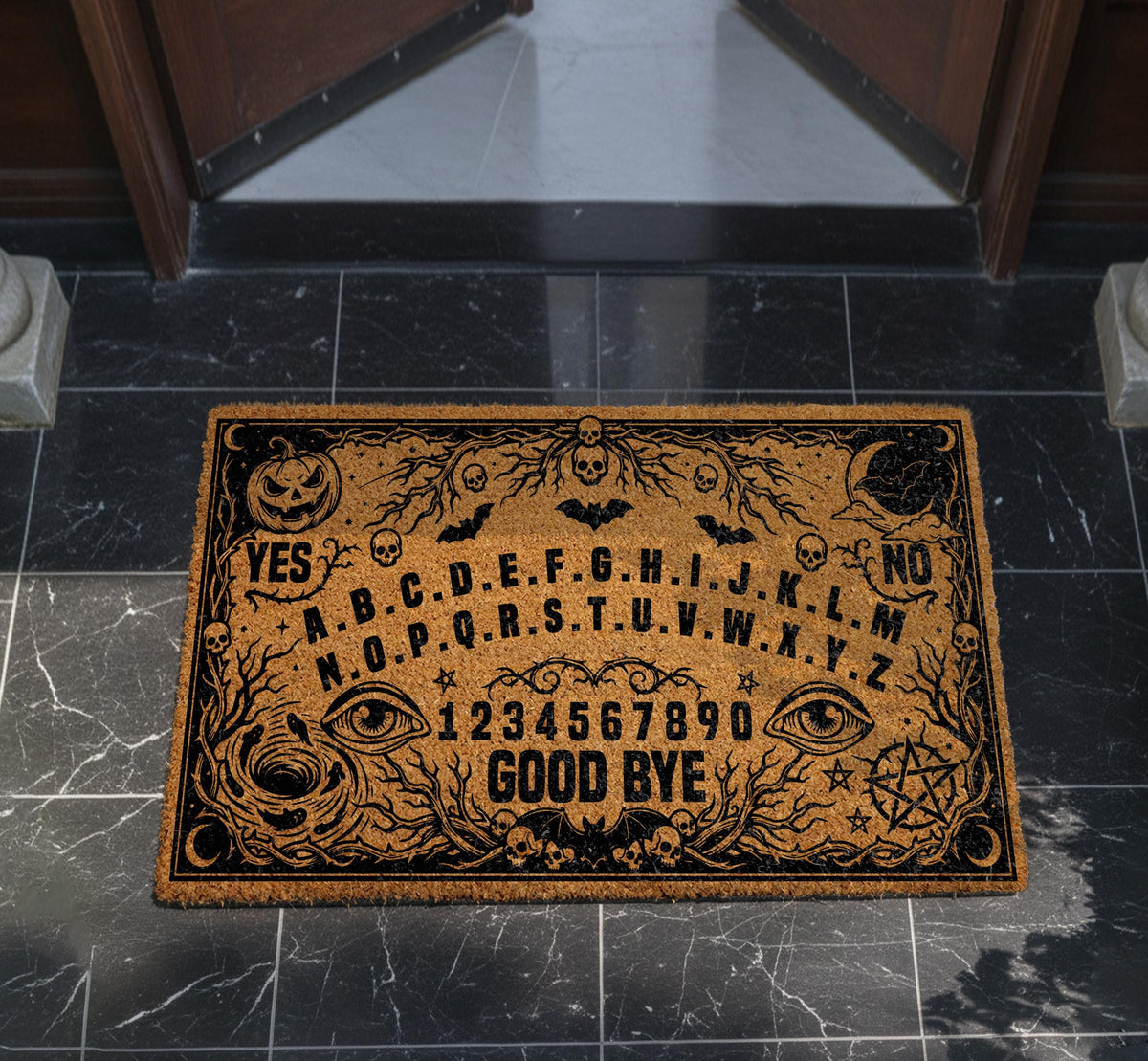 Halloween Ouija Board Doormat, Spooky Coir Entryway Mat, Witchy Front Door Decor