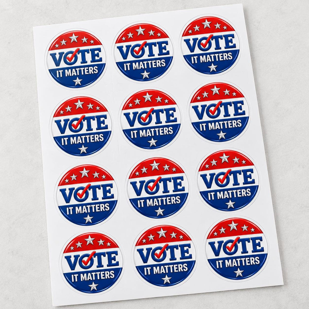 Patriotic Vote Sticker Sheet, Red White Blue Decals, Civic Engagement Giveaway