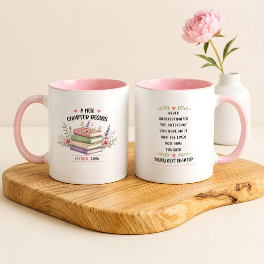 Personalized Retirement Mug, A New Chapter Begins Book Mug