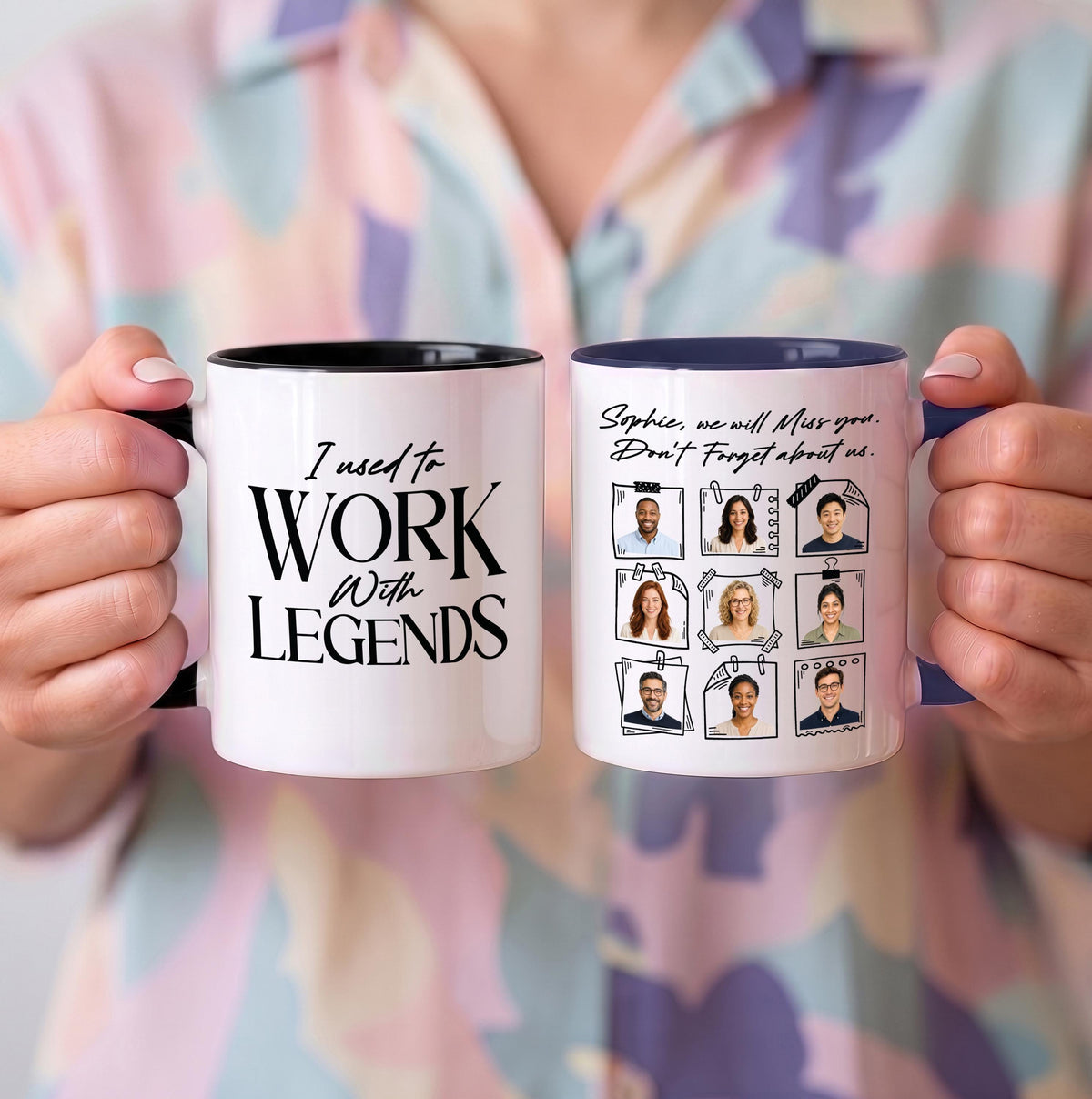 Custom Coworker Retirement Mug, Team Photo Gift, Ceramic Coffee Cup