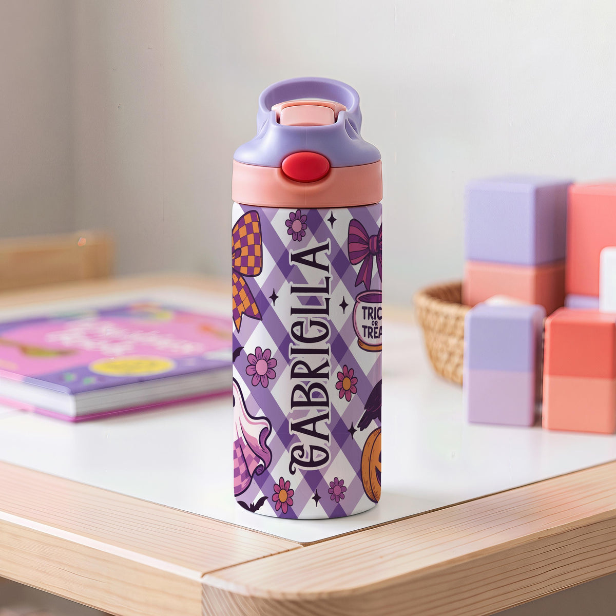 Personalized Halloween Kids Tumbler, Custom Name Stainless Steel Cup (12oz)