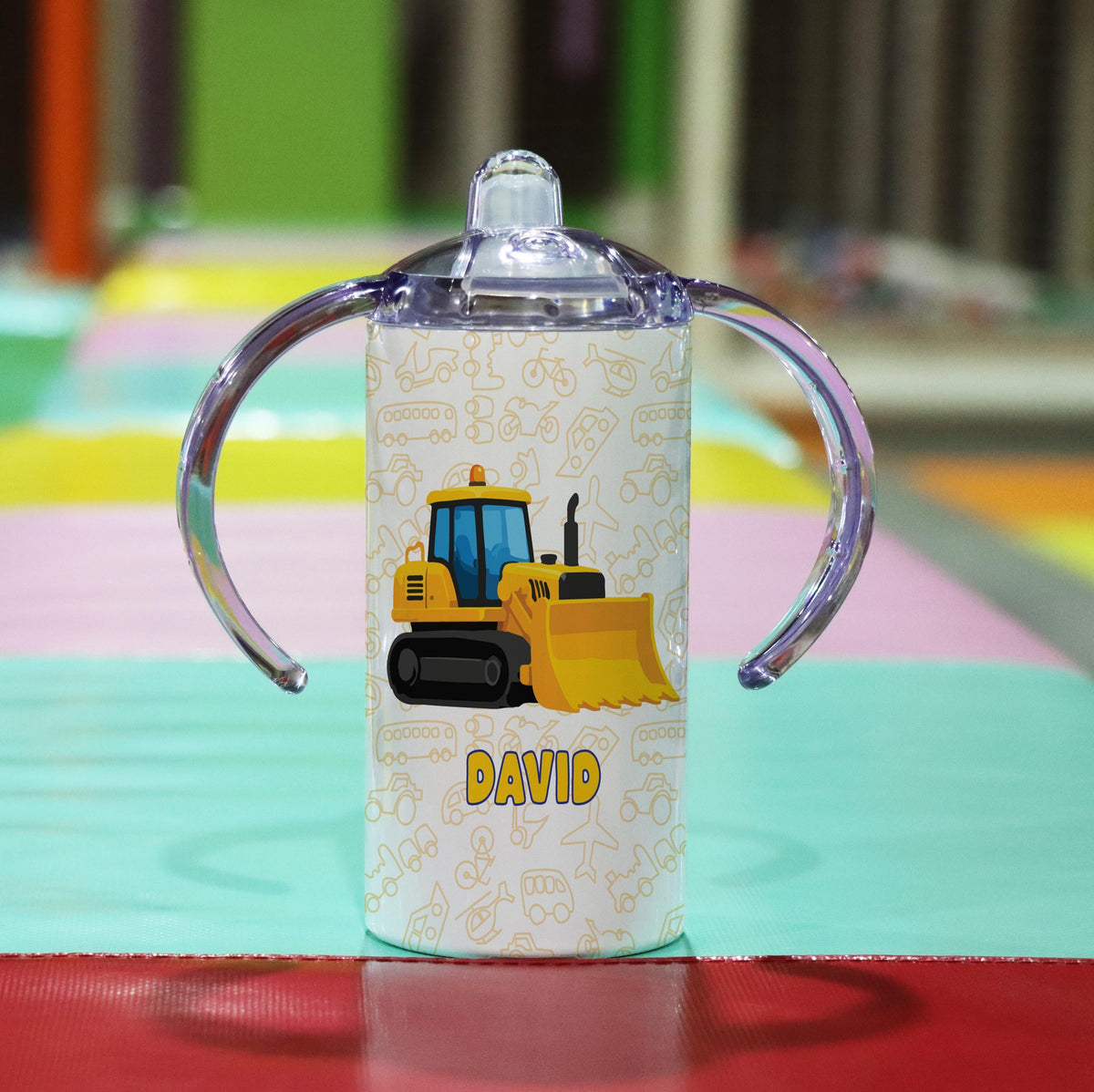 Personalized Toddler Tumbler, Fire Truck, Tractor, Police Car (12oz)