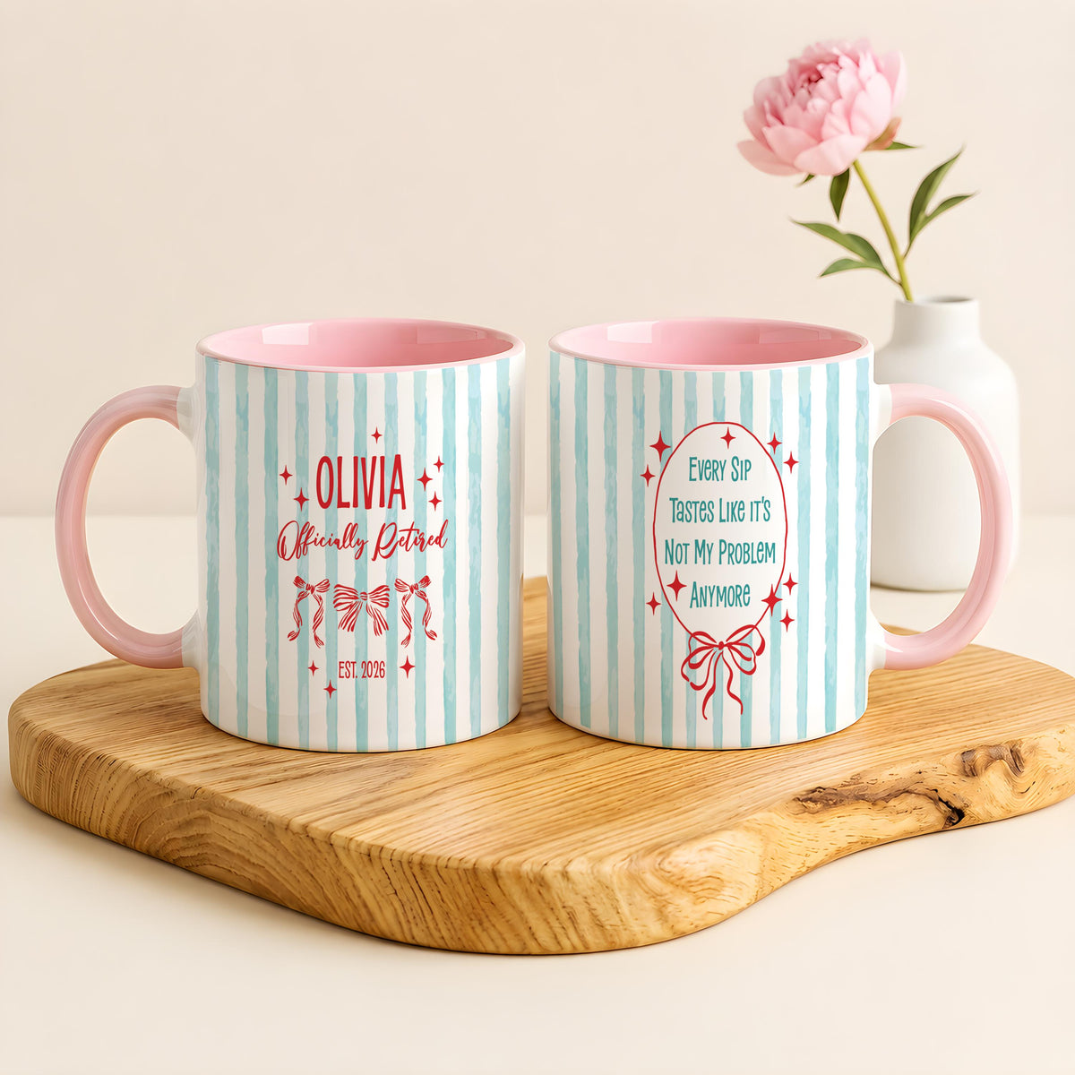 Officially Retired Mug, Retirement Gift for Women, Custom Name Coworker Leaving Gift