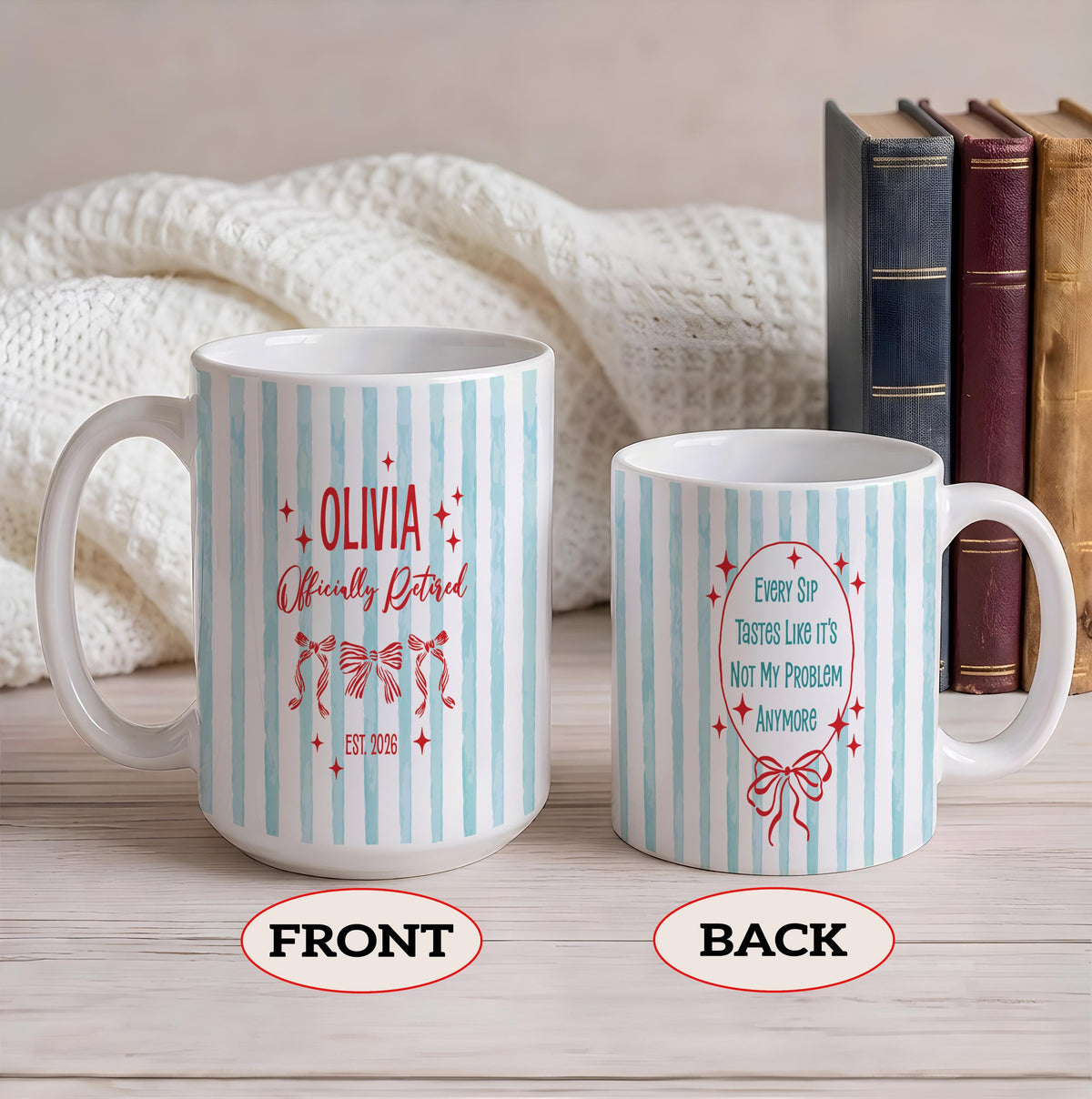 Officially Retired Mug, Retirement Gift for Women, Custom Name Coworker Leaving Gift