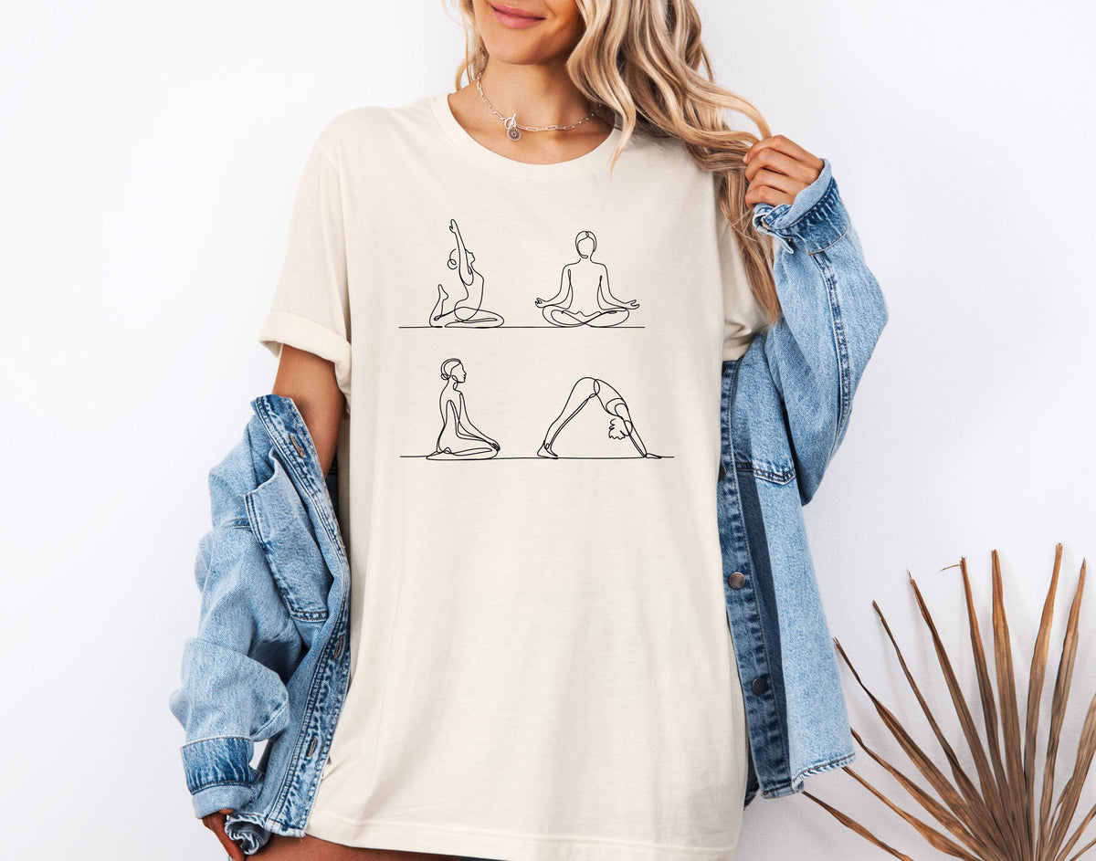 Yoga Poses Line Art Shirt
