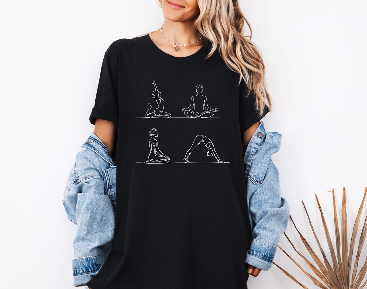 Yoga Poses Line Art Shirt