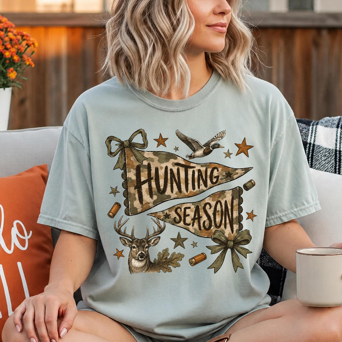 Hunting Season Comfort Colors® Shirt, Coquette Bow Hunting Tee, Hunting Lover Women Gift