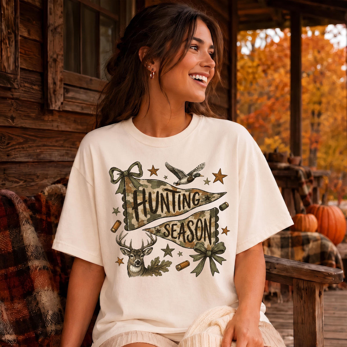 Hunting Season Comfort Colors® Shirt, Coquette Bow Hunting Tee, Hunting Lover Women Gift