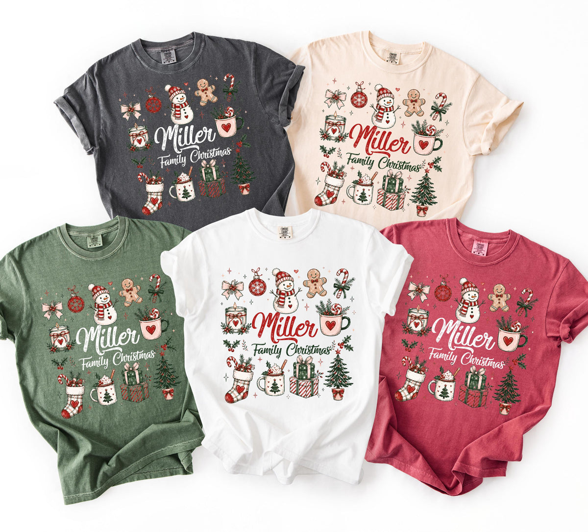 Personalized Name Christmas Comfort Colors® Shirt, Xmas Family Matching Tee, Holiday Family Reunion Gift
