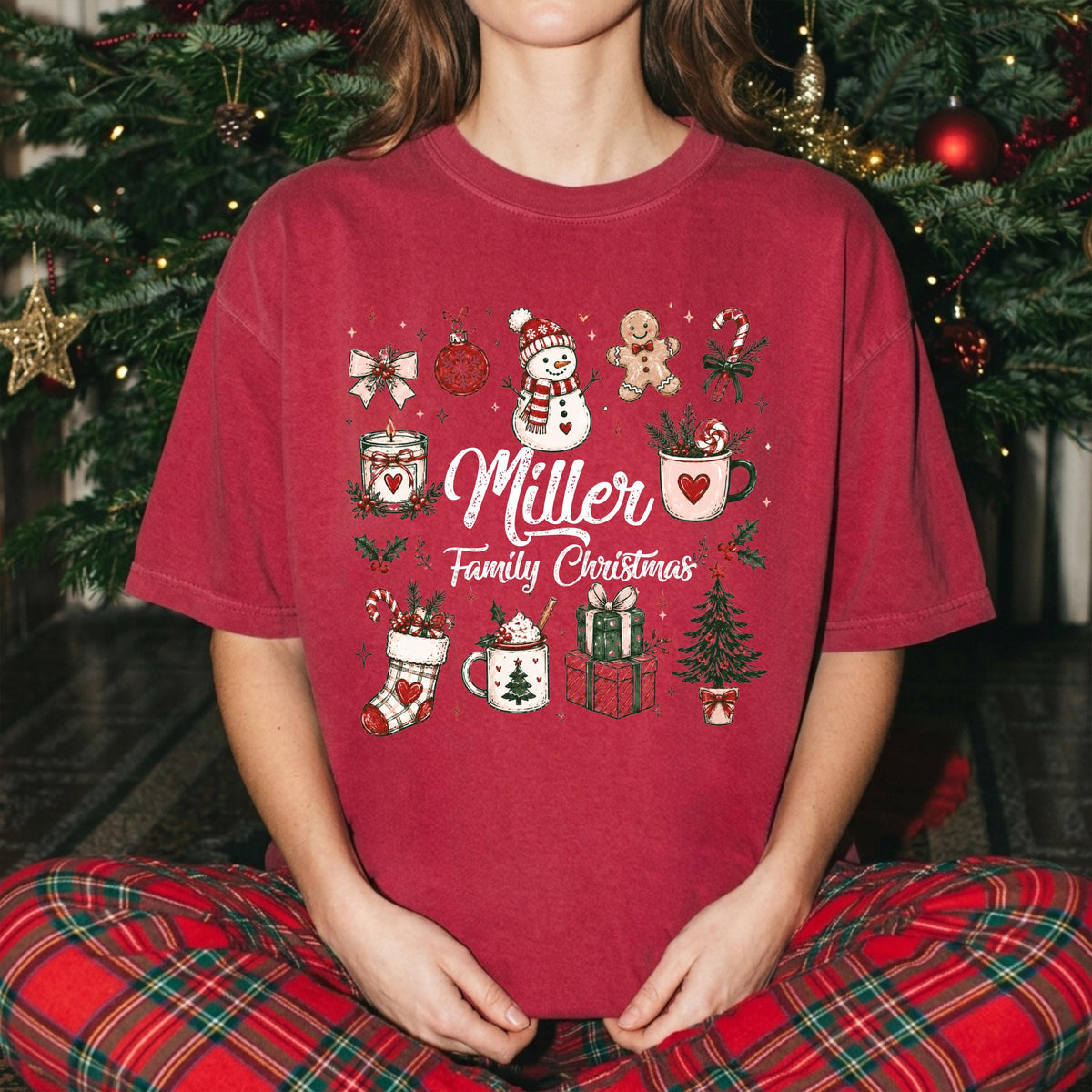 Personalized Name Christmas Comfort Colors® Shirt, Xmas Family Matching Tee, Holiday Family Reunion Gift