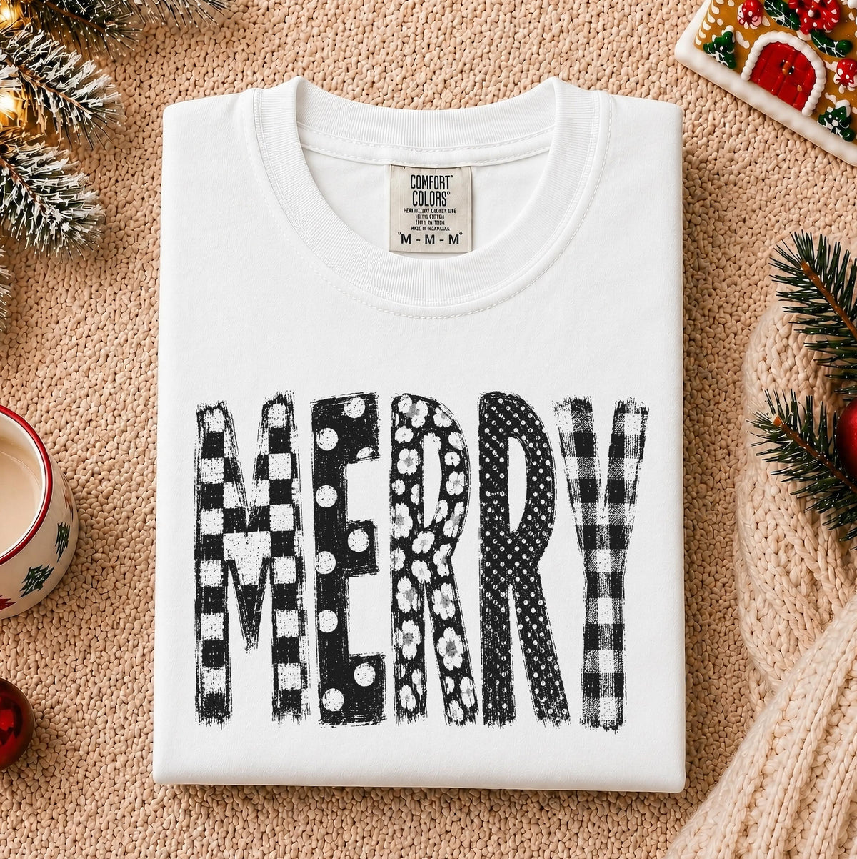 Merry Christmas Comfort Colors® Shirt, Plaid Christmas Tee, Matching Family Xmas Gift