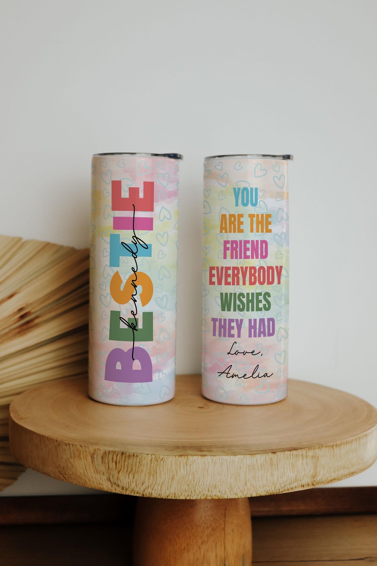 Personalized Bestie Tumbler, Custom Friendship Cup, 20 oz Insulated Travel Mug
