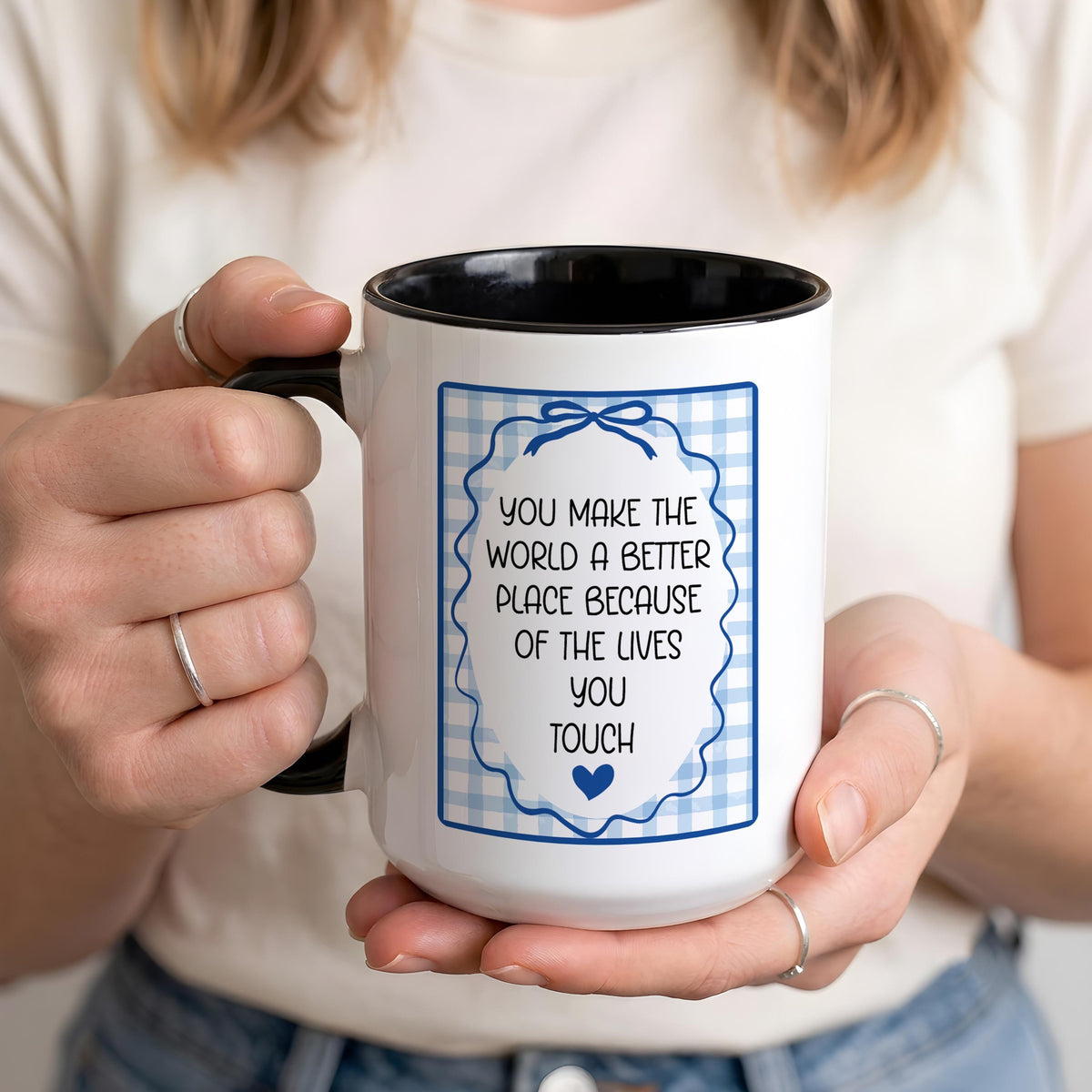 Personalized Nurse Mug, Coquette Bow Design, Custom Name Coffee Cup (11oz/15oz)