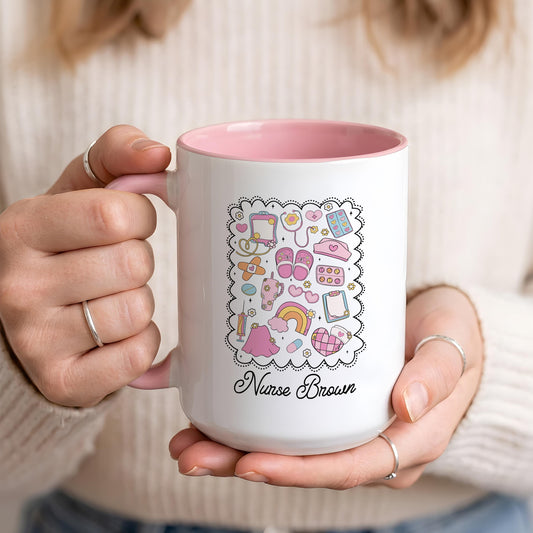 Custom Nurse Mug, Medical Doodle Coffee Cup, RN Graduation Gift (11oz/15oz)
