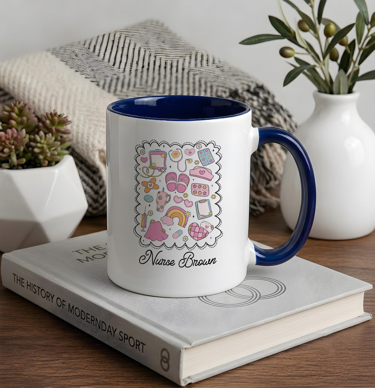Custom Nurse Mug, Medical Doodle Coffee Cup, RN Graduation Gift (11oz/15oz)