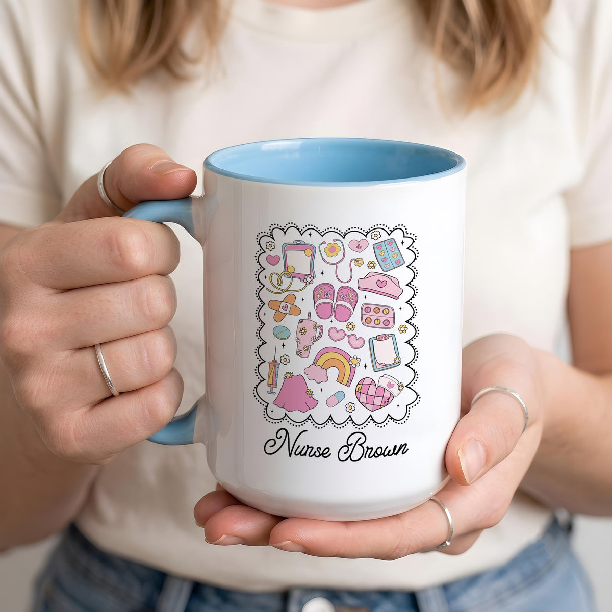 Custom Nurse Mug, Medical Doodle Coffee Cup, RN Graduation Gift (11oz/15oz)
